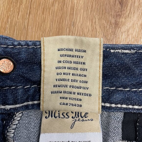 MISS ME JEANS SZ 28 JP8328CK CONTRAST STITCH EMBELLISHED EMBROIDERED LOGO SKINNY - Picture 10 of 15